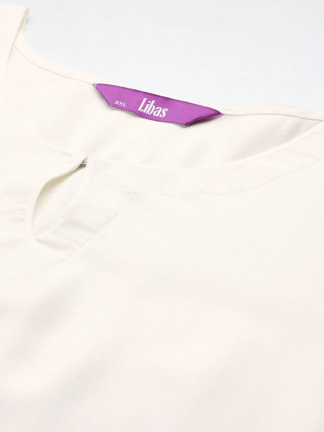 Plus Size Off White Solid Rayon Straight Kurta - Libas