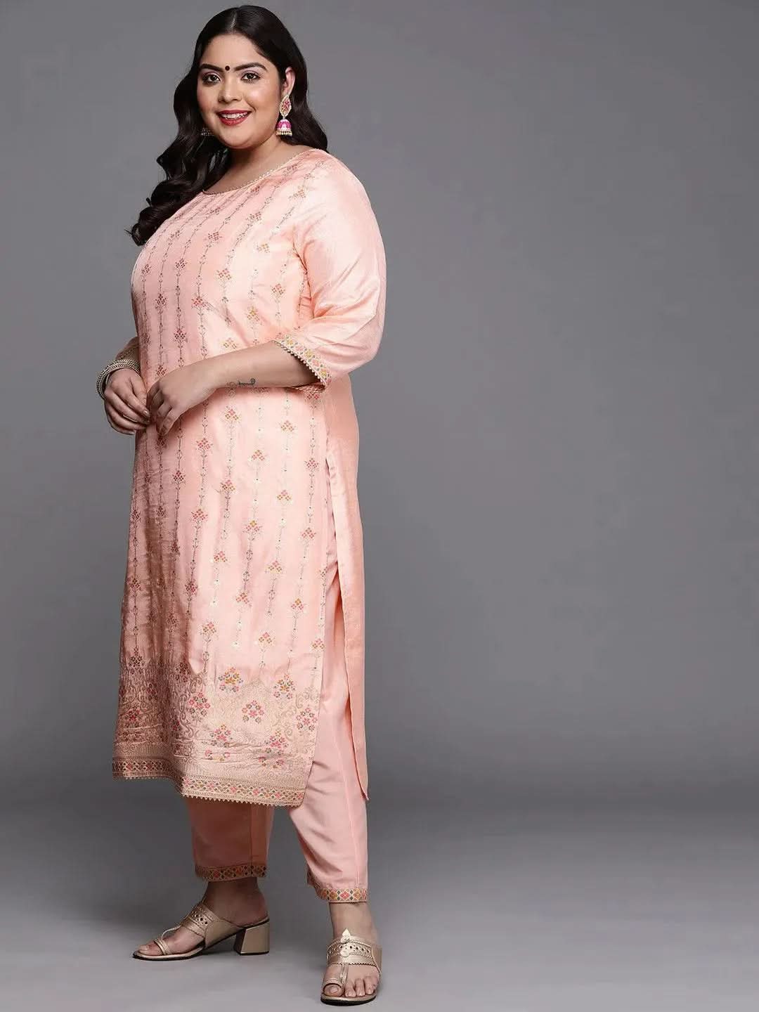 Buy Plus Size Peach Woven Design Silk Blend Suit Set - 15182O- | Libas Ethnic Wear Online
Buy Plus Size Peach Woven Design Silk Blend Suit Set - 15182O- | Libas Ethnic Wear Online