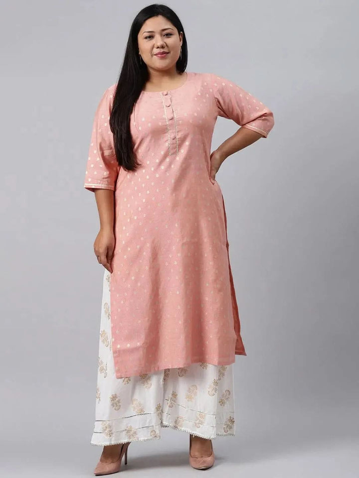 Plus Size Pink Chanderi Silk Kurta - Libas