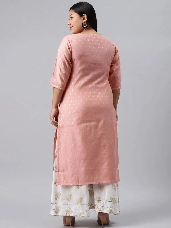 Plus Size Pink Chanderi Silk Kurta - Libas