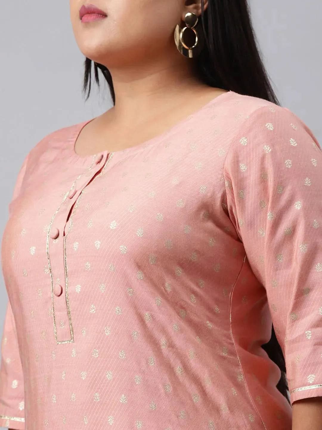 Plus Size Pink Chanderi Silk Kurta - Libas