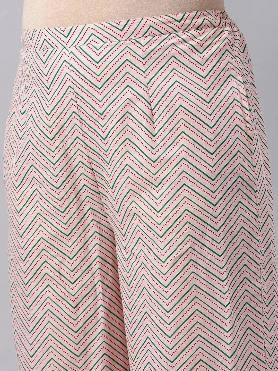 Plus Size Pink Printed Cotton Suit Set - Libas