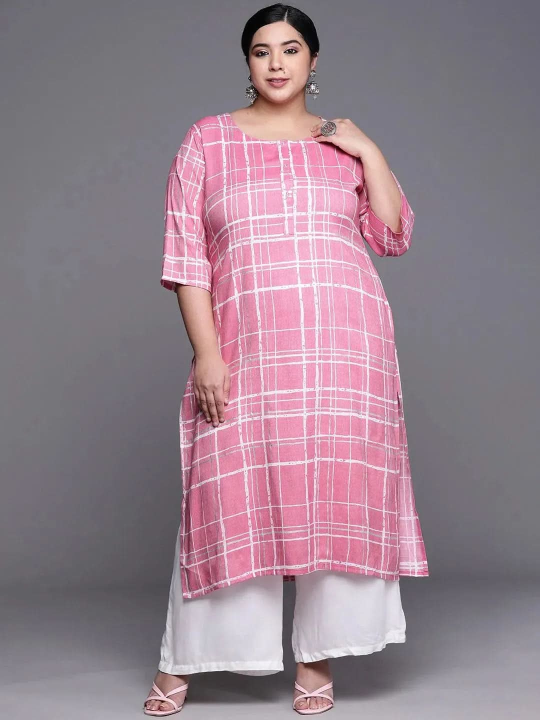 Buy Plus Size Pink Printed Rayon Kurta - 25029O- | Libas Ethnic Wear Online
Buy Plus Size Pink Printed Rayon Kurta - 25029O- | Libas Ethnic Wear Online
