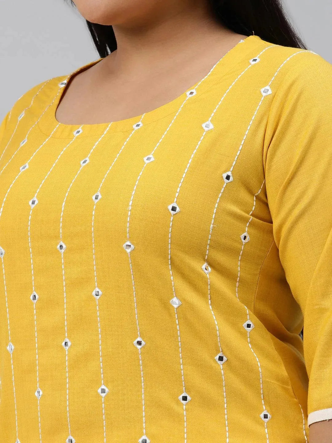 Plus Size Yellow Printed Cotton Kurta 
Plus Size Yellow Printed Cotton Kurta