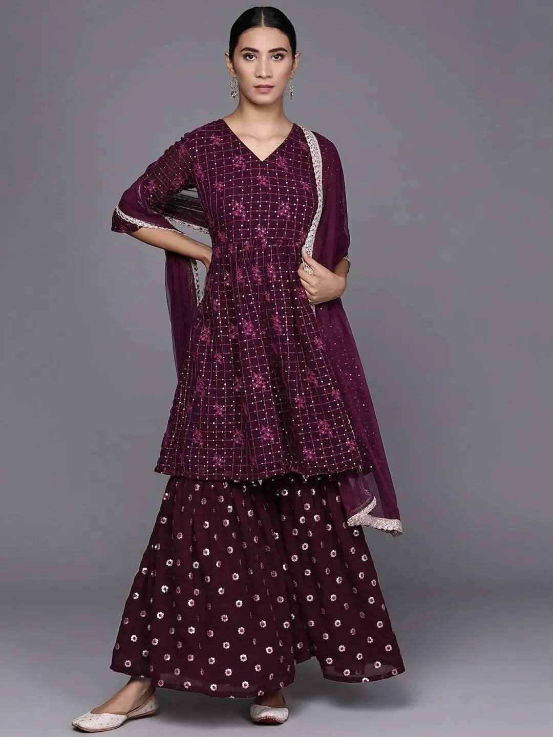 Buy Purple Embroidered Georgette Suit Set - 20216O-XS | Libas Ethnic Wear Online
Buy Purple Embroidered Georgette Suit Set - 20216O-XS | Libas Ethnic Wear Online