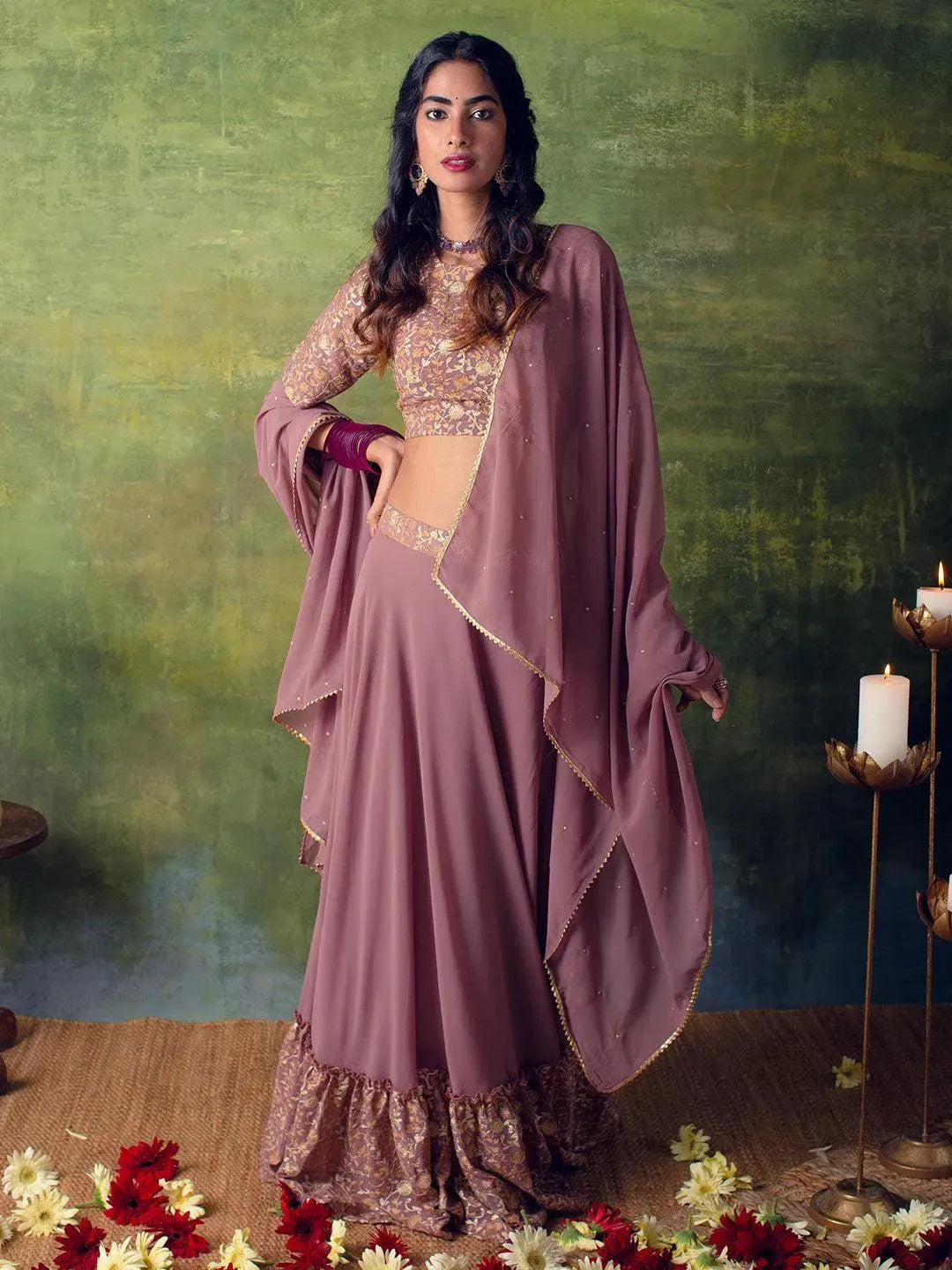 Purple Embroidered Georgette Lehenga Choli
Purple Embroidered Georgette Lehenga Choli