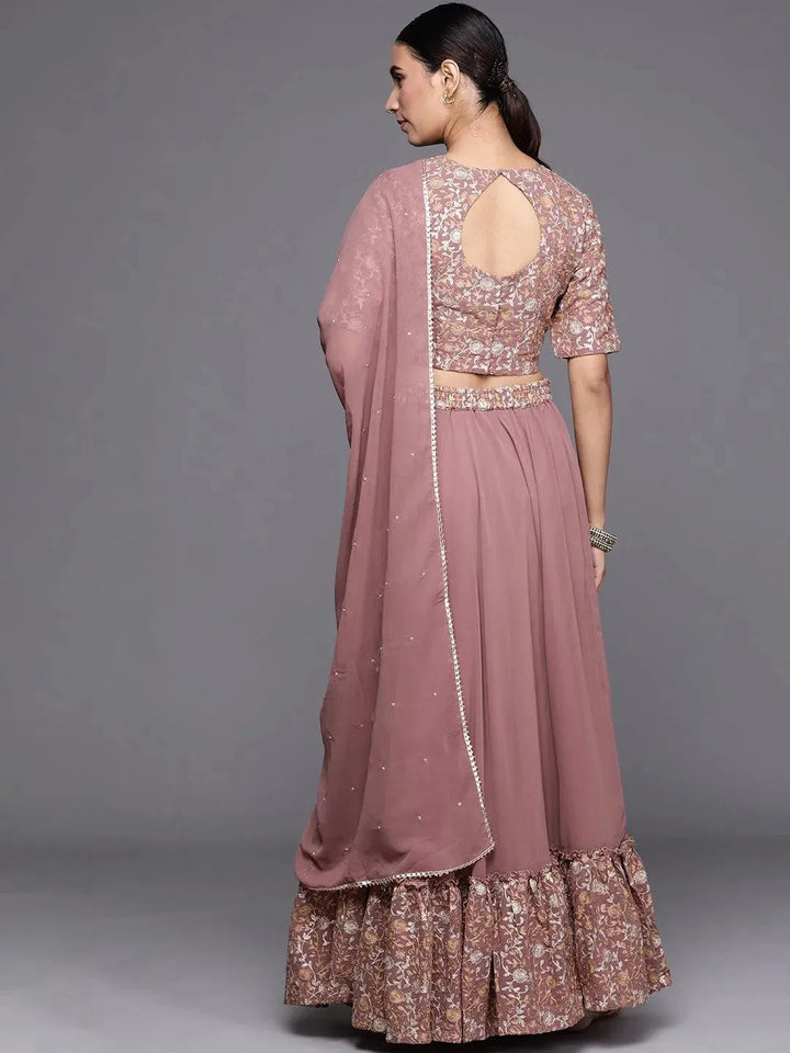Purple Embroidered Georgette Lehenga Choli - Libas