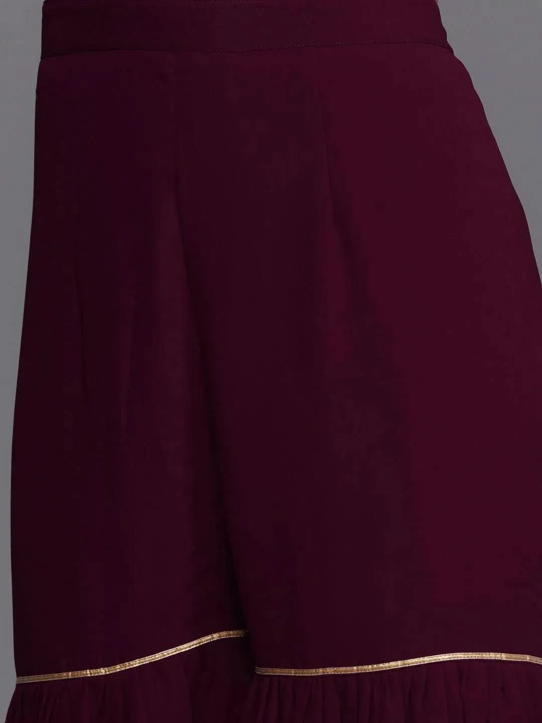 Purple Embroidered Georgette Suit Set - Libas