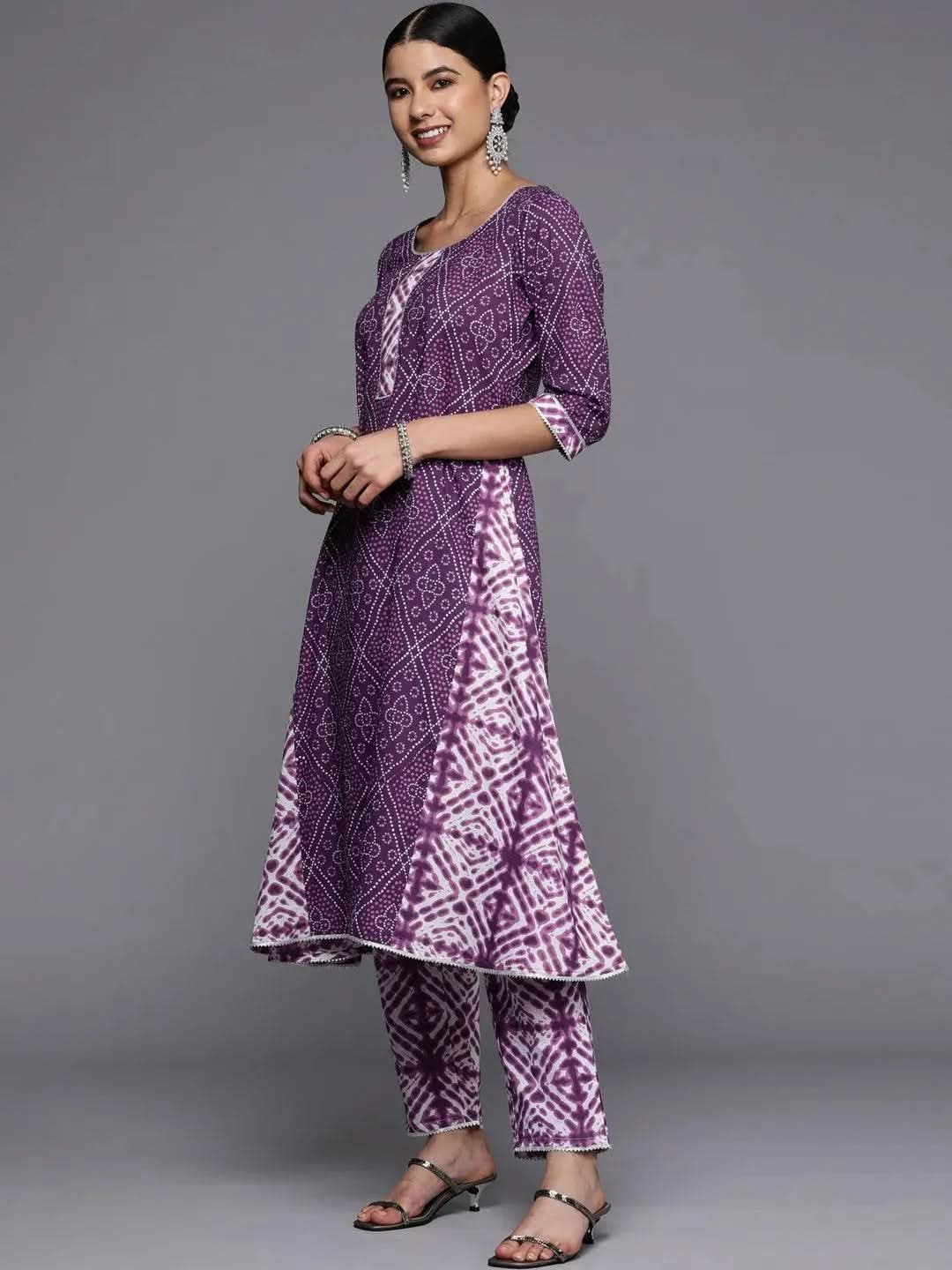 Purple Printed Cotton A-Line Kurta
Purple Printed Cotton A-Line Kurta