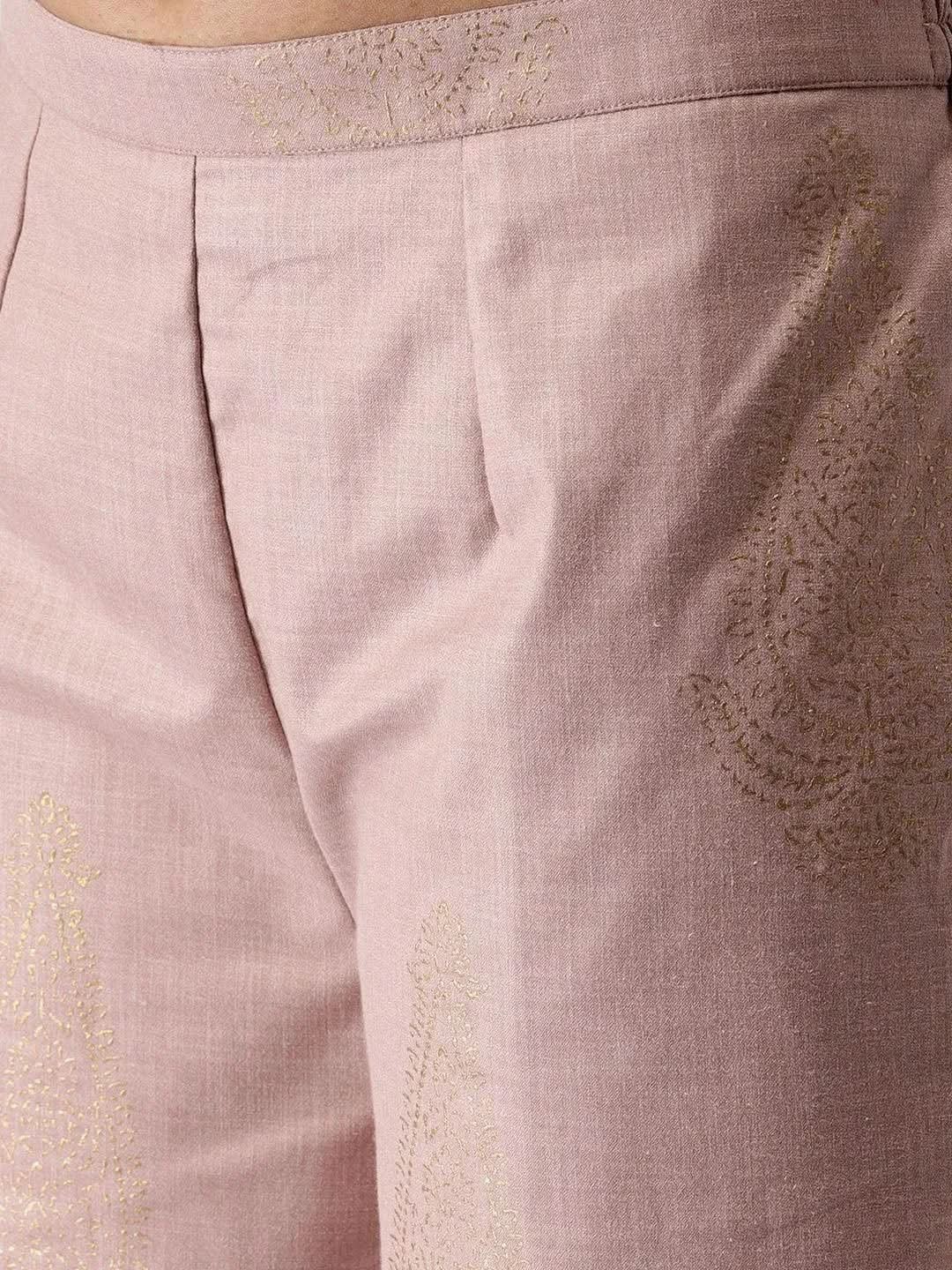 Purple Printed Cotton Palazzos - Libas