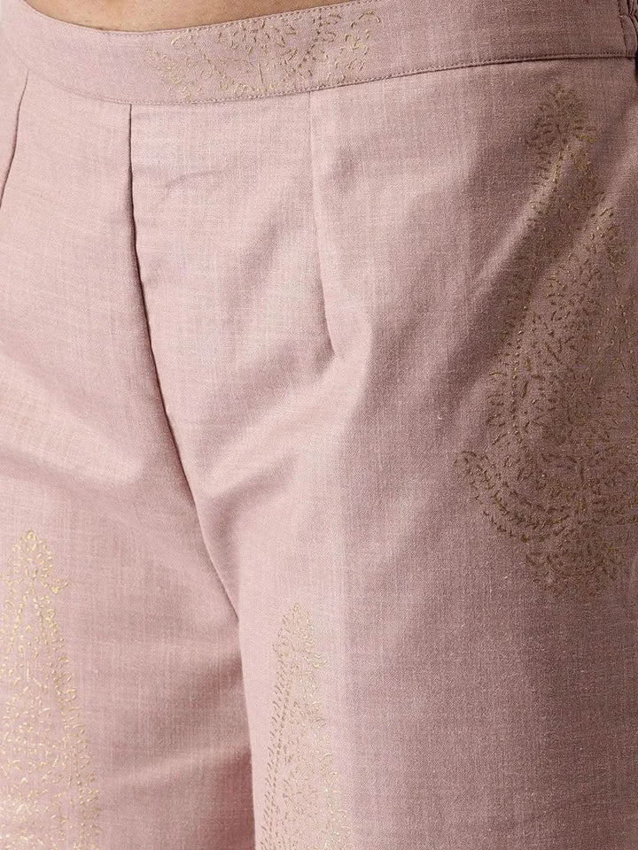 Purple Printed Cotton Palazzos - Libas