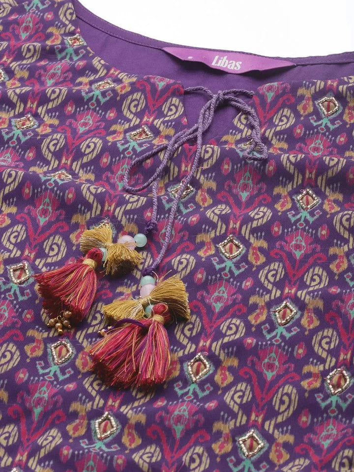 Purple Printed Georgette Suit Set - Libas