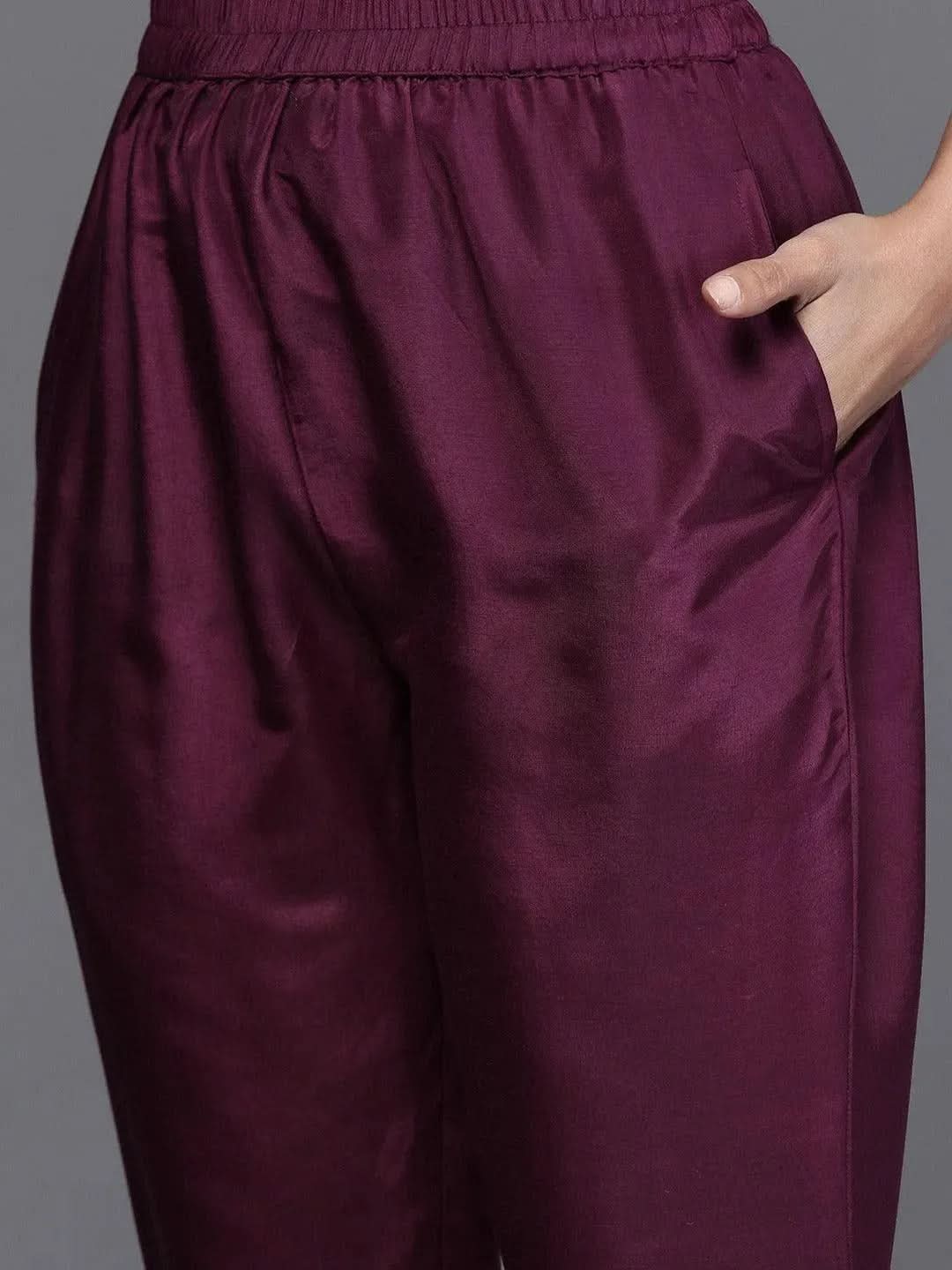 Purple Self Design Silk Straight Suit With Dupatta
Purple Self Design Silk Straight Suit With Dupatta