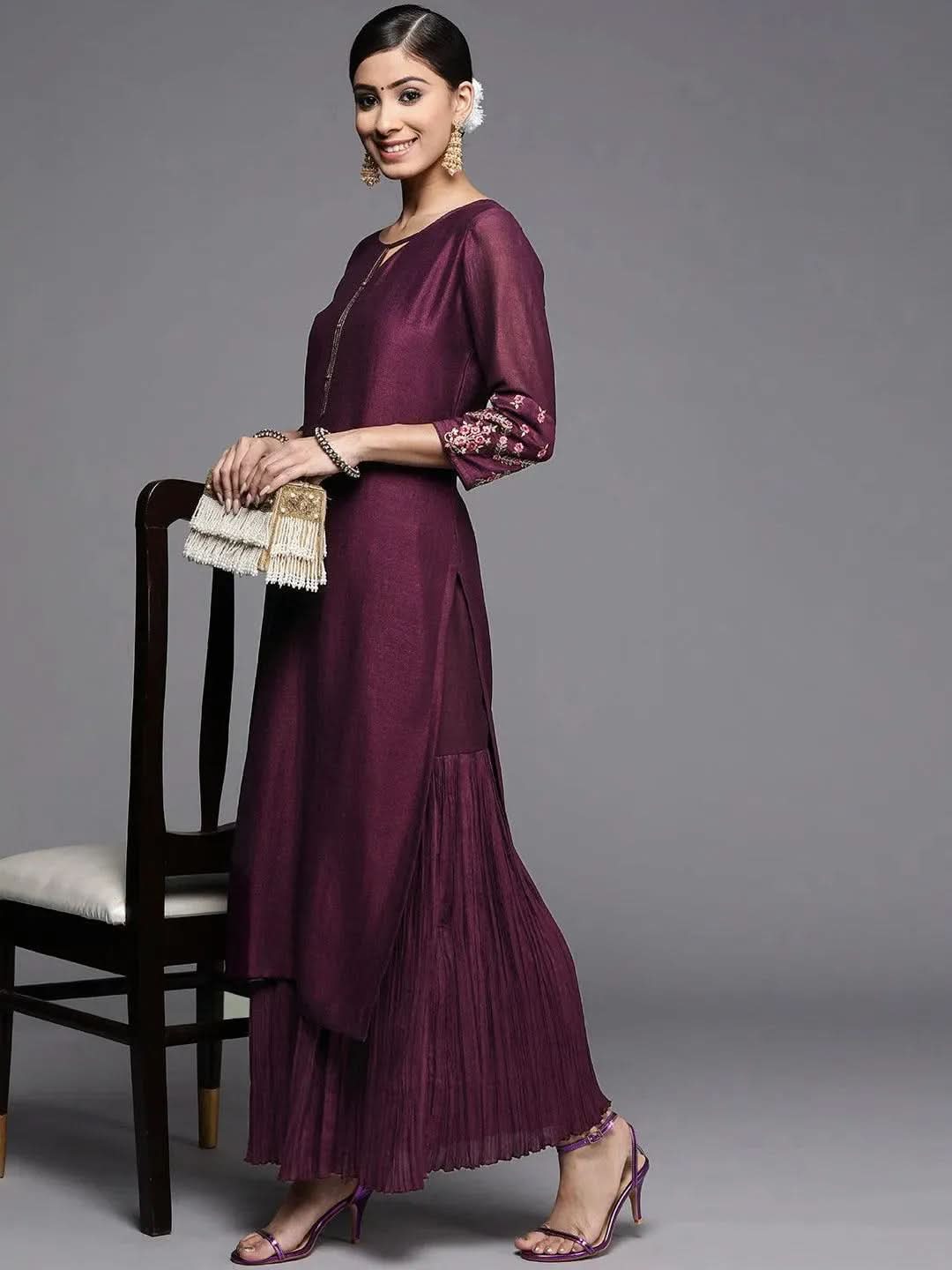 Purple Solid Silk Palazzos
Purple Solid Silk Palazzos