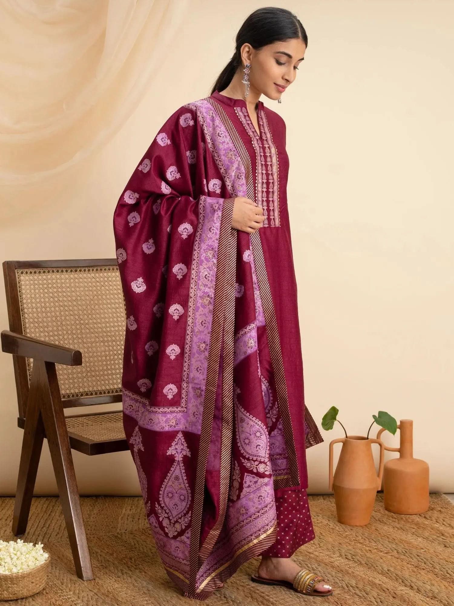 Buy Purple Solid Silk Suit Set - 20082O- | Libas Ethnic Wear Online
Buy Purple Solid Silk Suit Set - 20082O- | Libas Ethnic Wear Online