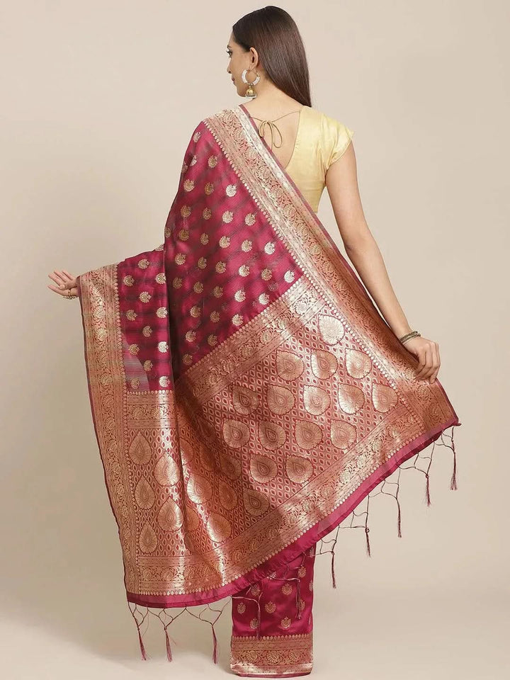 Purple Woven Design Brocade Saree - Libas