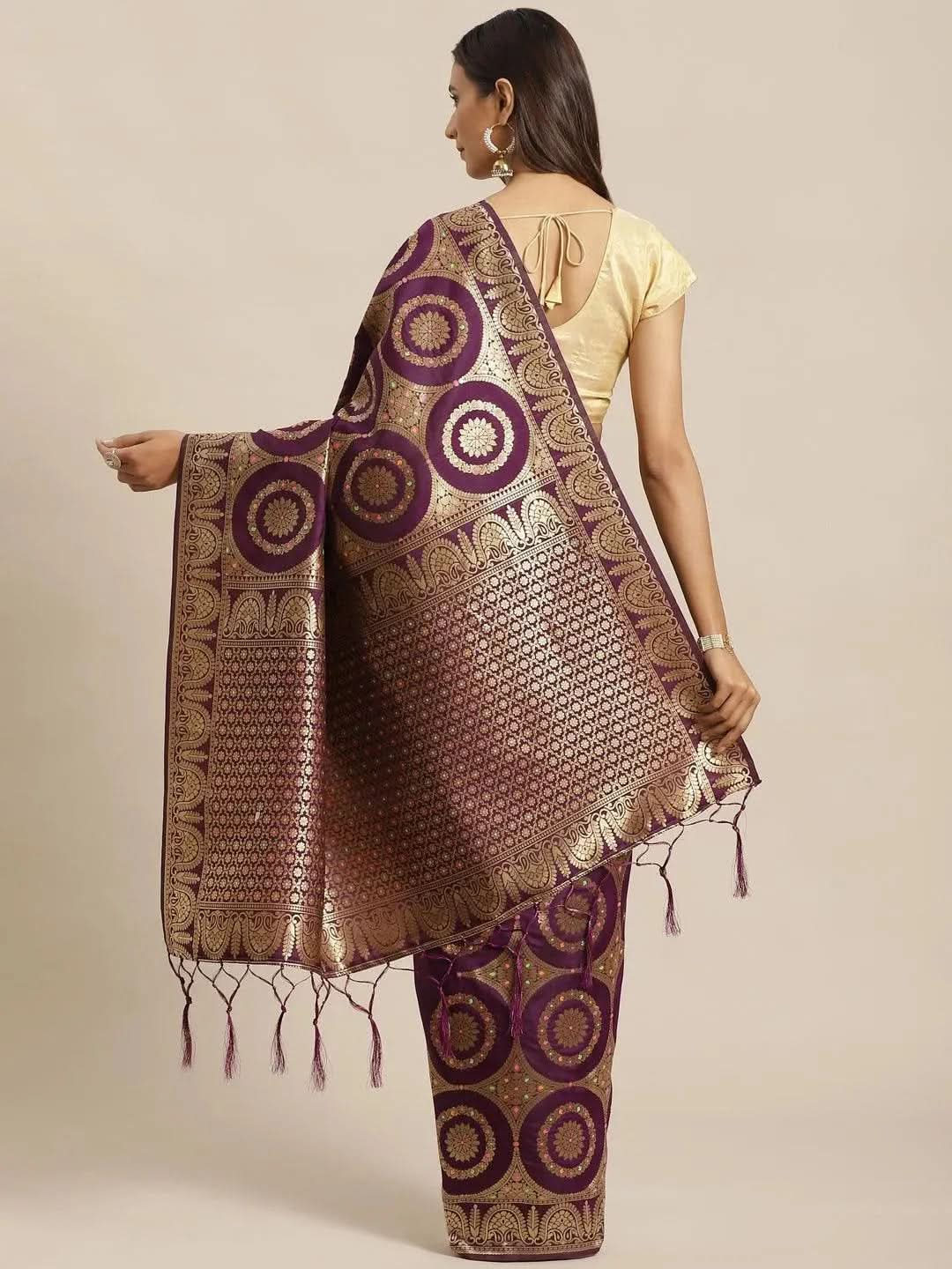Purple Woven Design Brocade Saree
Purple Woven Design Brocade Saree
