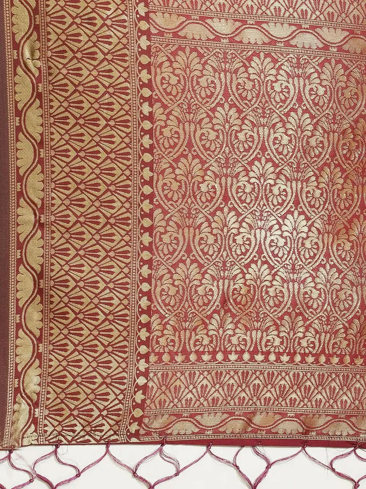 Purple Woven Design Brocade Saree - Libas