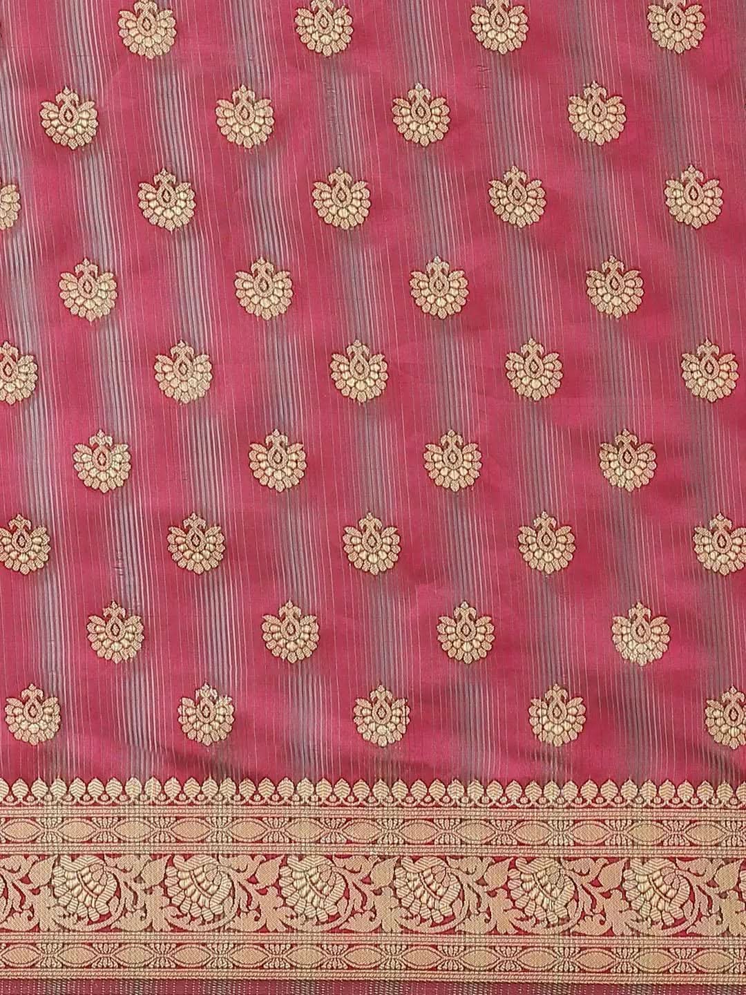 Purple Woven Design Brocade Saree - Libas
