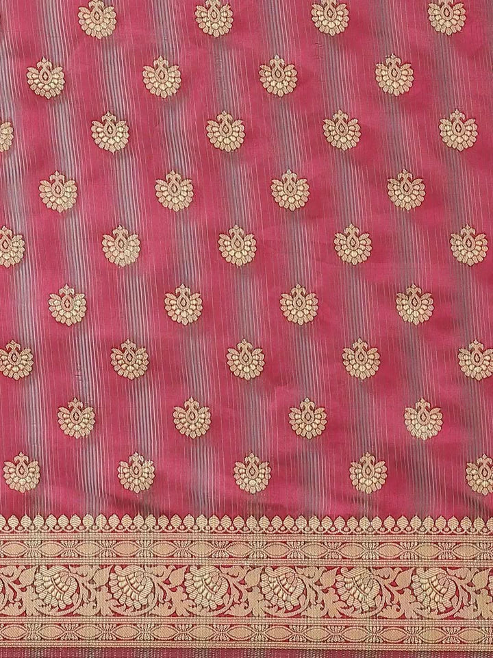 Purple Woven Design Brocade Saree - Libas