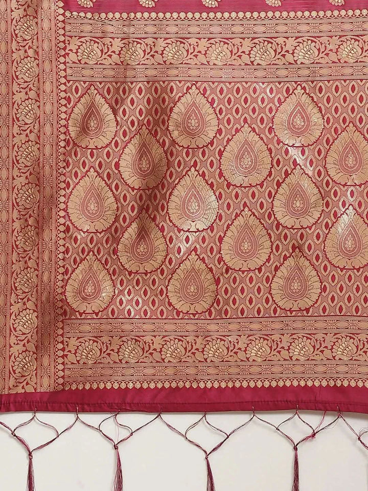 Purple Woven Design Brocade Saree - Libas