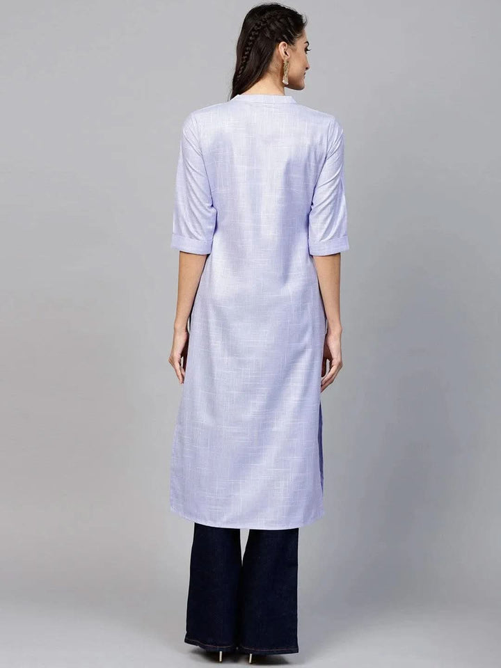 Purple Woven Design Cotton Kurta - Libas