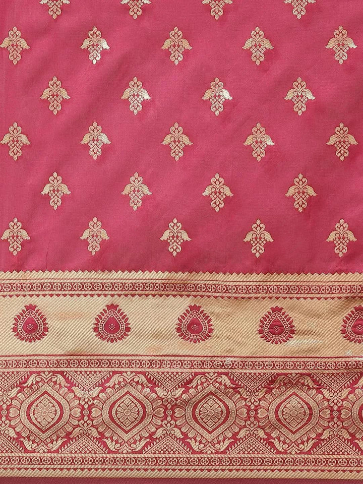 Purple Woven Design Silk Blend Saree - Libas