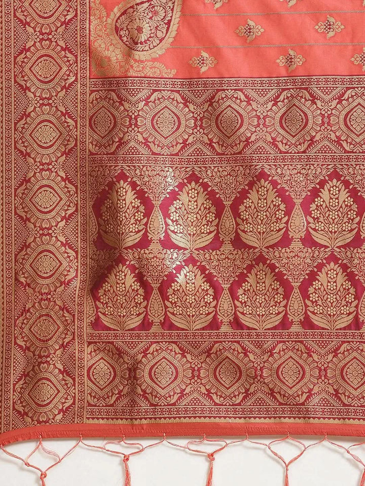 Purple Woven Design Silk Blend Saree - Libas