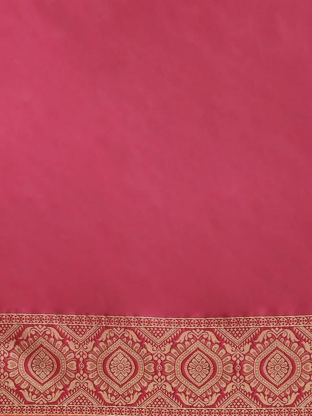 Purple Woven Design Silk Blend Saree - Libas