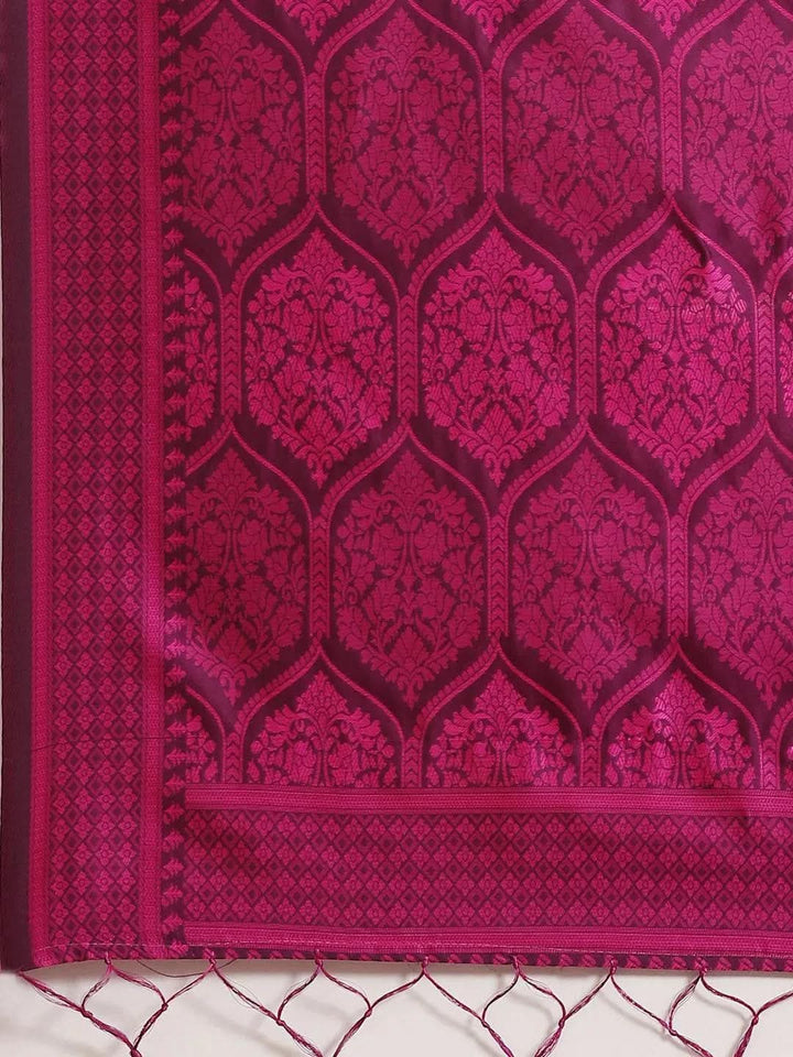 Purple Woven Design Silk Saree - Libas