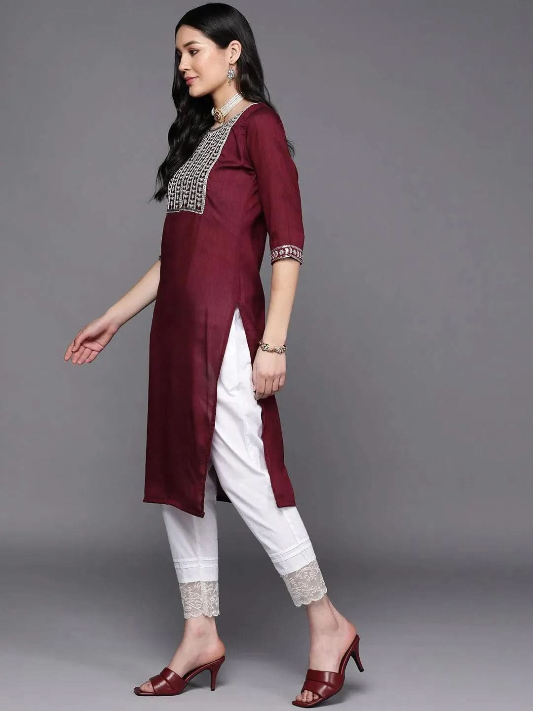 Purple Yoke Design Silk Straight Kurta
Purple Yoke Design Silk Straight Kurta