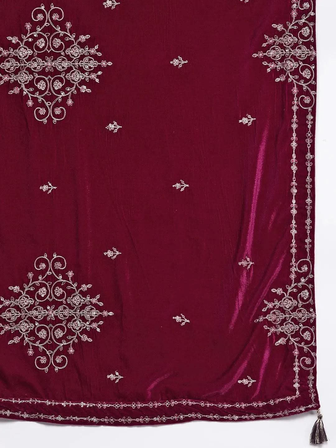 Purple Yoke Design Velvet Straight Kurta With Dupatta
Purple Yoke Design Velvet Straight Kurta With Dupatta