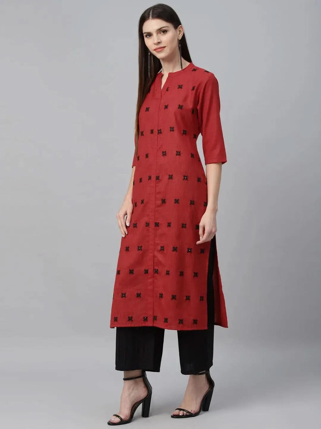 Buy Red Embroidered Cotton Kurta - 9205F- | Libas Ethnic Wear Online
Buy Red Embroidered Cotton Kurta - 9205F- | Libas Ethnic Wear Online