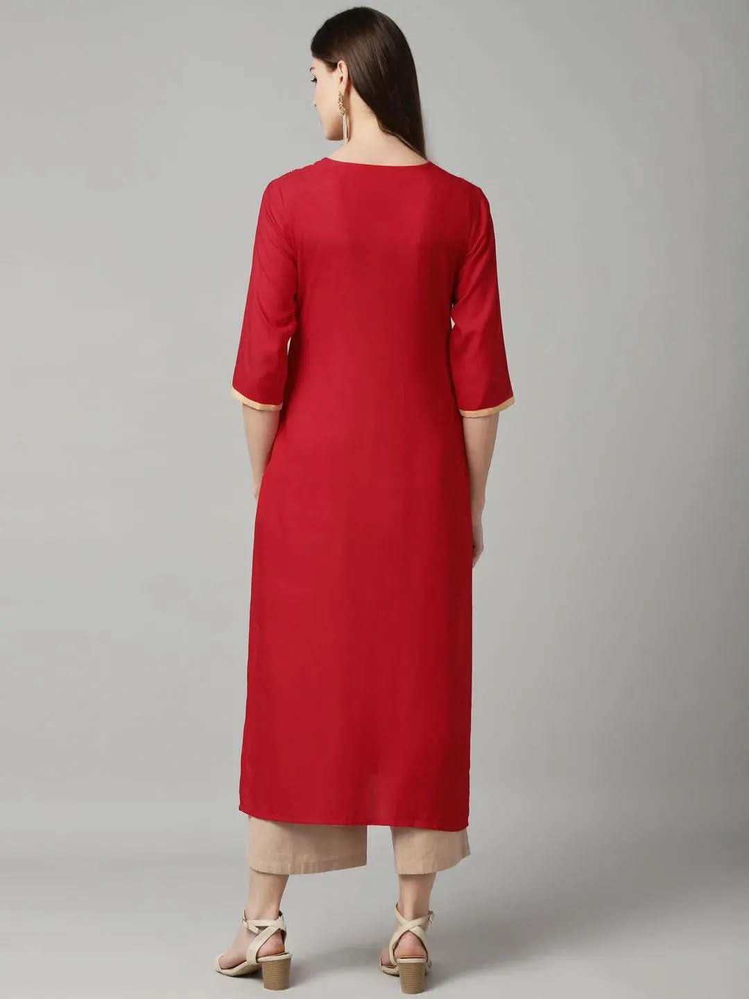 Red Embroidered Cotton Kurta
Red Embroidered Cotton Kurta