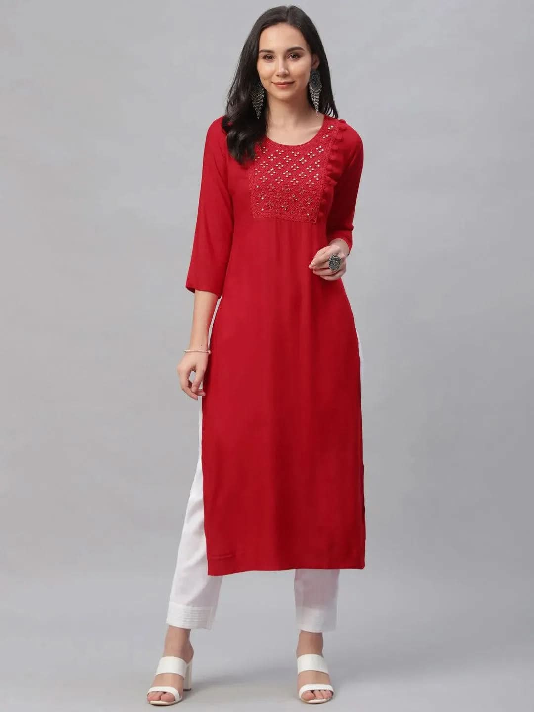 Buy Red Embroidered Rayon Kurta - 9058F-XS | Libas Ethnic Wear Online
Buy Red Embroidered Rayon Kurta - 9058F-XS | Libas Ethnic Wear Online