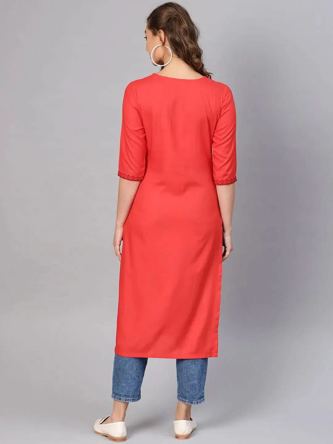 Buy Red Embroidered Rayon Kurta - 8616-XS | Libas Ethnic Wear Online
Buy Red Embroidered Rayon Kurta - 8616-XS | Libas Ethnic Wear Online