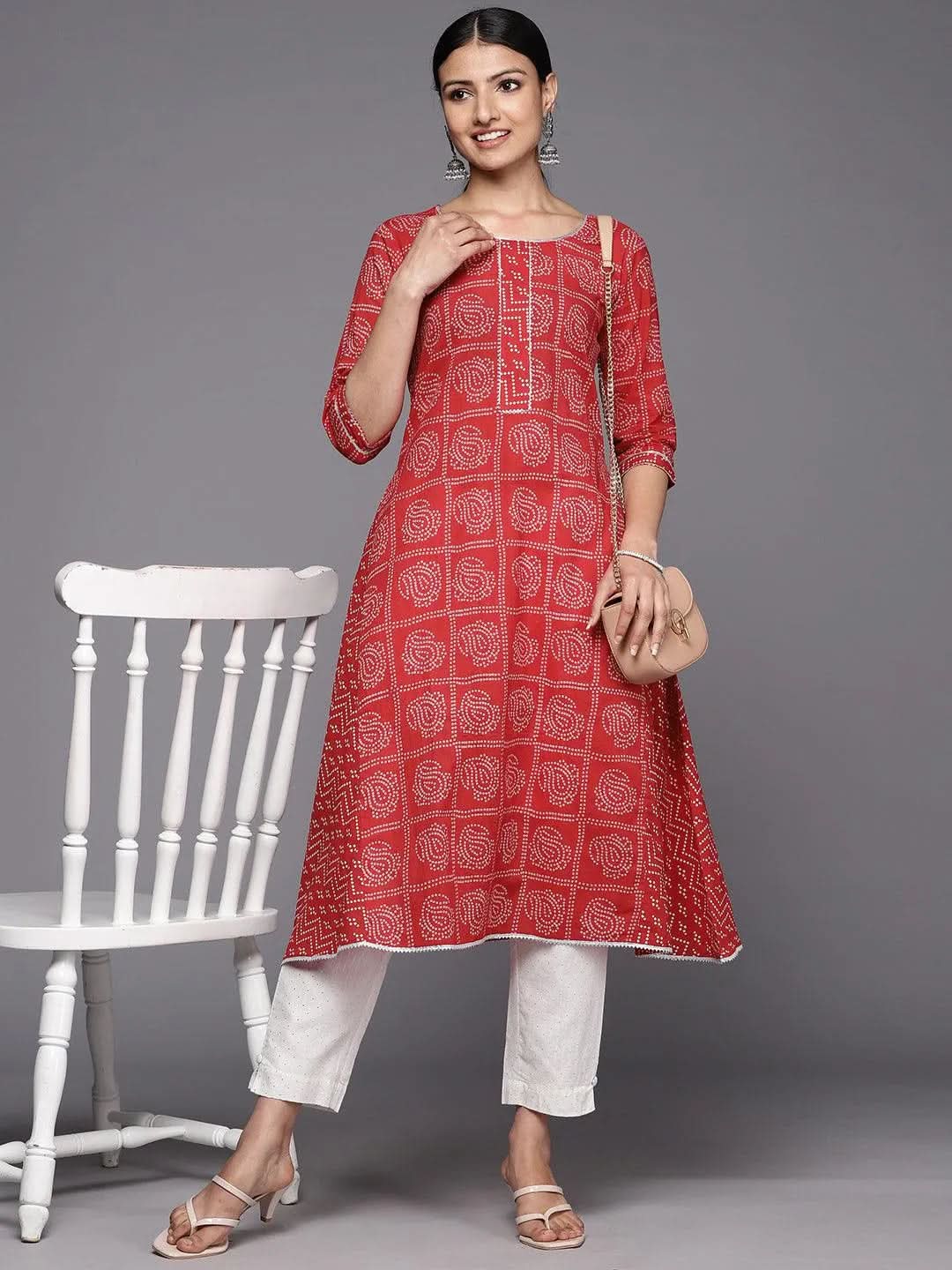 Red Printed Cotton A-Line Kurta
Red Printed Cotton A-Line Kurta