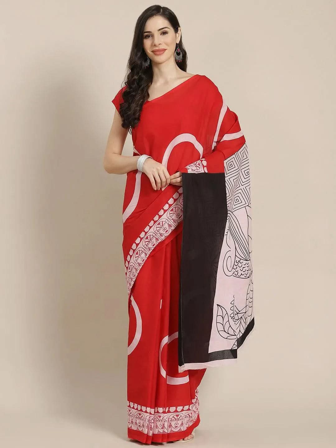 Buy Red Printed Cotton Saree - 14575 | Libas Ethnic Wear Online
Buy Red Printed Cotton Saree - 14575 | Libas Ethnic Wear Online