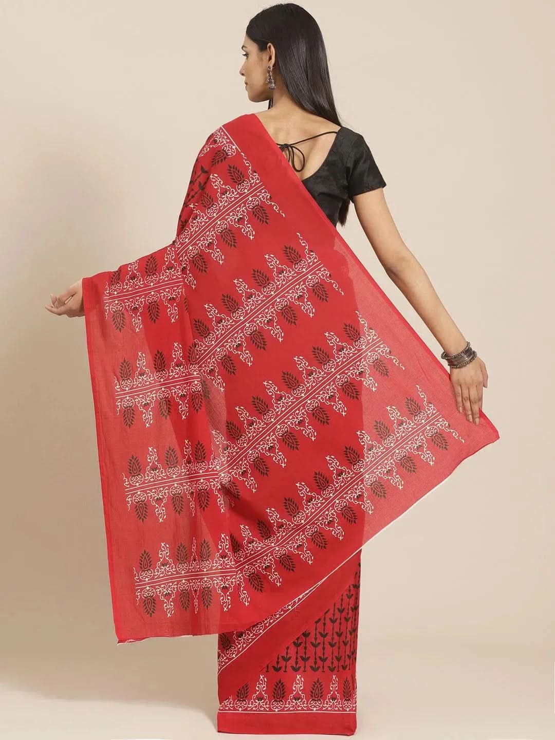 Red Printed Cotton Saree
Red Printed Cotton Saree