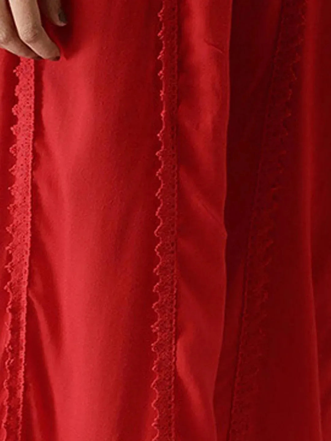 Red Solid Rayon Palazzos - Libas