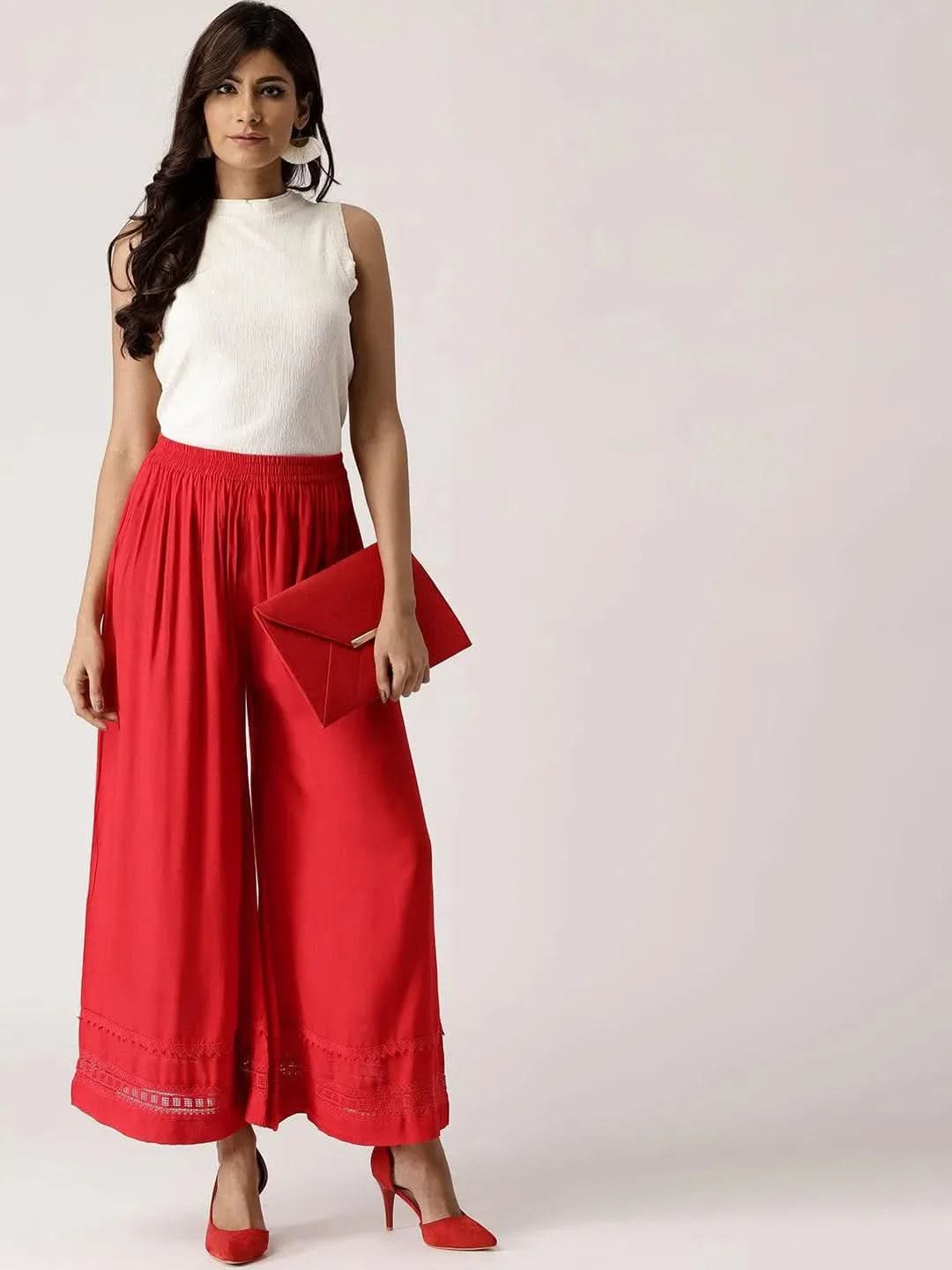 Red Solid Rayon Palazzos
Red Solid Rayon Palazzos