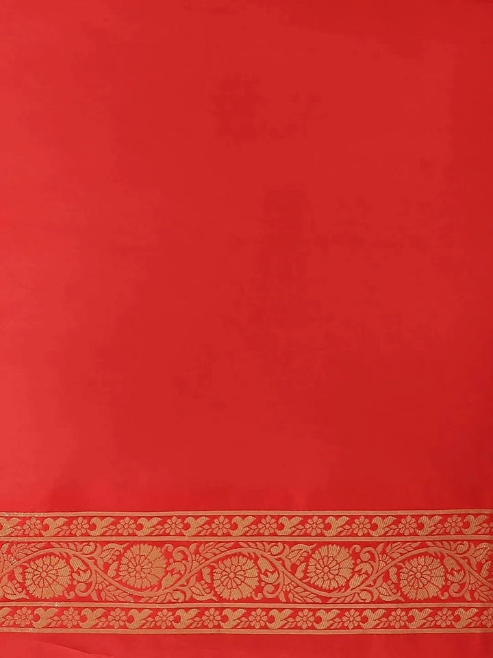 Red Woven Design Silk Saree - Libas