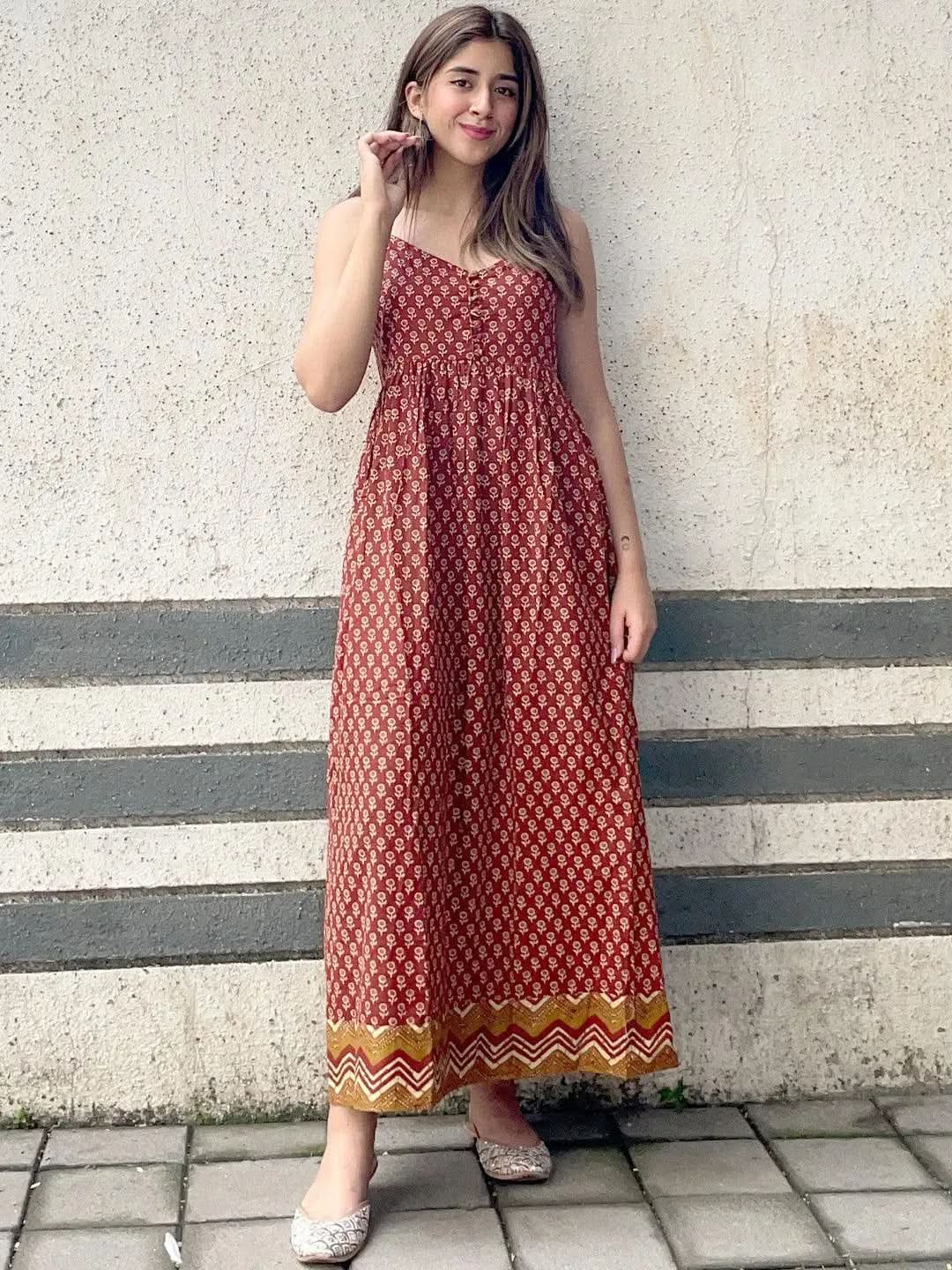 Buy Rust Printed Fit and Flared Cotton Dress - 23197O- | Libas Ethnic Wear Online
Buy Rust Printed Fit and Flared Cotton Dress - 23197O- | Libas Ethnic Wear Online