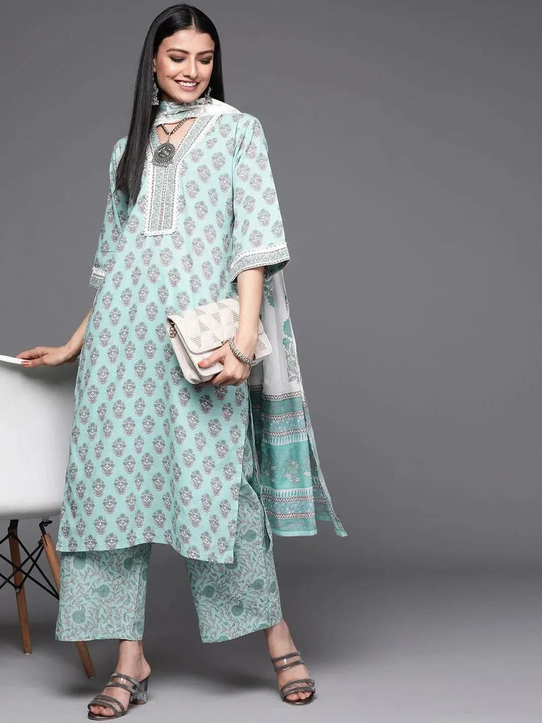 Buy Sea Green Printed Cotton Suit Set - 33183O-XS | Libas Ethnic Wear Online
Buy Sea Green Printed Cotton Suit Set - 33183O-XS | Libas Ethnic Wear Online