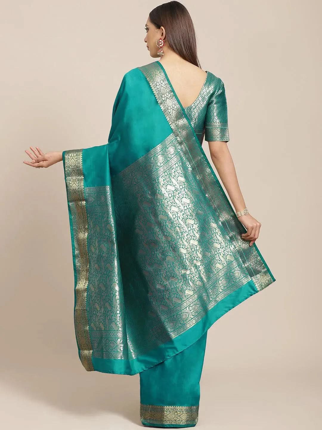 Sea Green Solid Silk Blend Saree
Sea Green Solid Silk Blend Saree