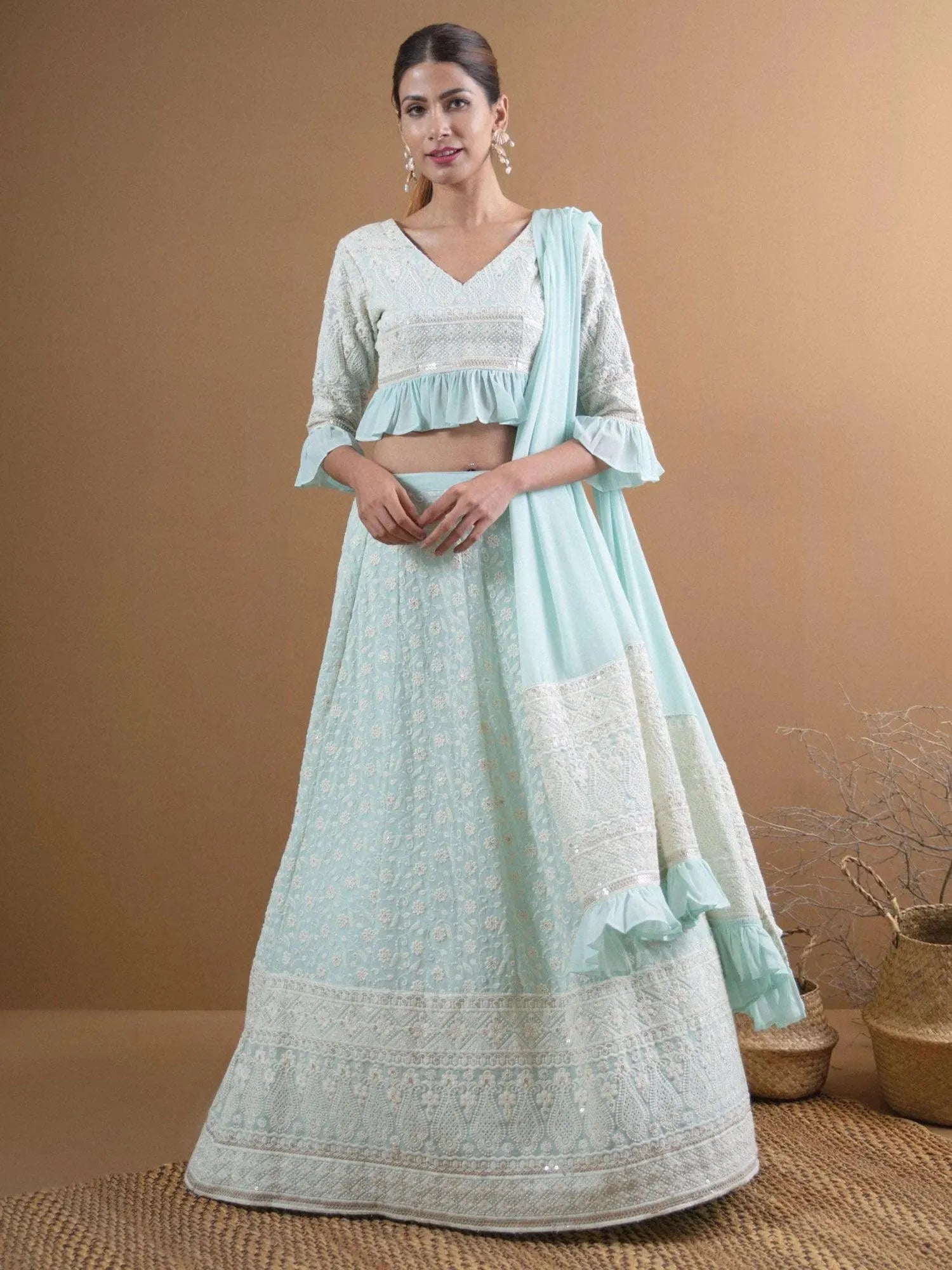 Buy SIARA Blue Schiffli Georgette Lehenga Set - 6736-XS | Libas Ethnic Wear Online
Buy SIARA Blue Schiffli Georgette Lehenga Set - 6736-XS | Libas Ethnic Wear Online