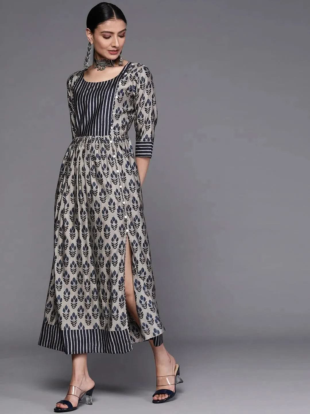 Buy Taupe Printed Silk Dress - 23136O- | Libas Ethnic Wear Online
Buy Taupe Printed Silk Dress - 23136O- | Libas Ethnic Wear Online