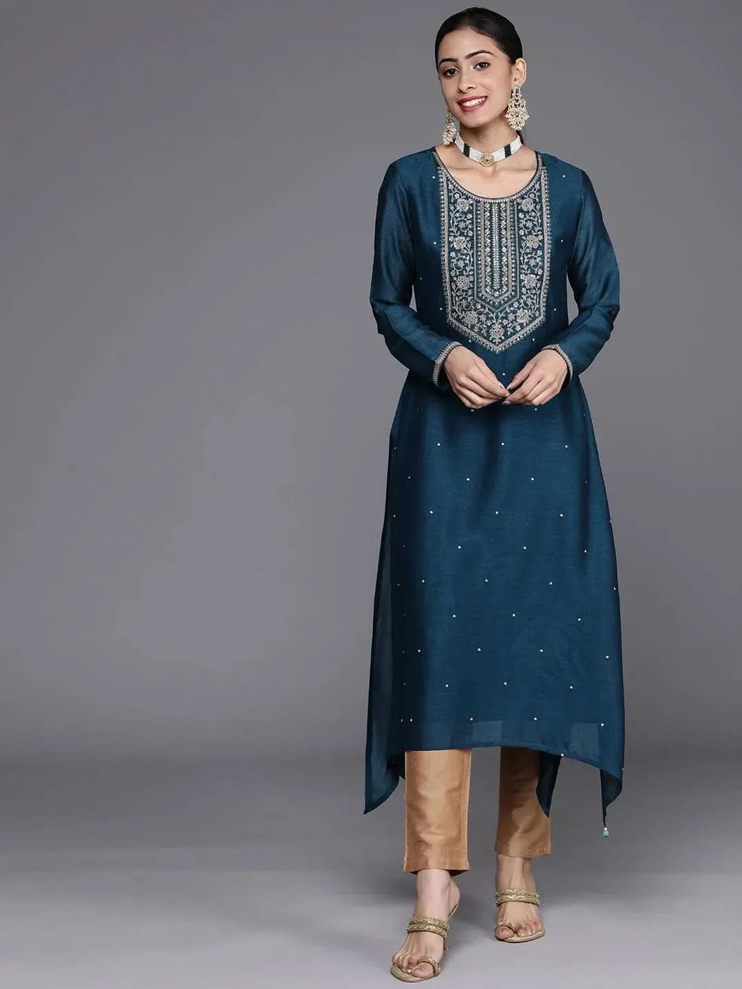 Buy Teal Blue Yoke Design Silk Kurta - 23487O-XS | Libas Ethnic Wear Online
Buy Teal Blue Yoke Design Silk Kurta - 23487O-XS | Libas Ethnic Wear Online