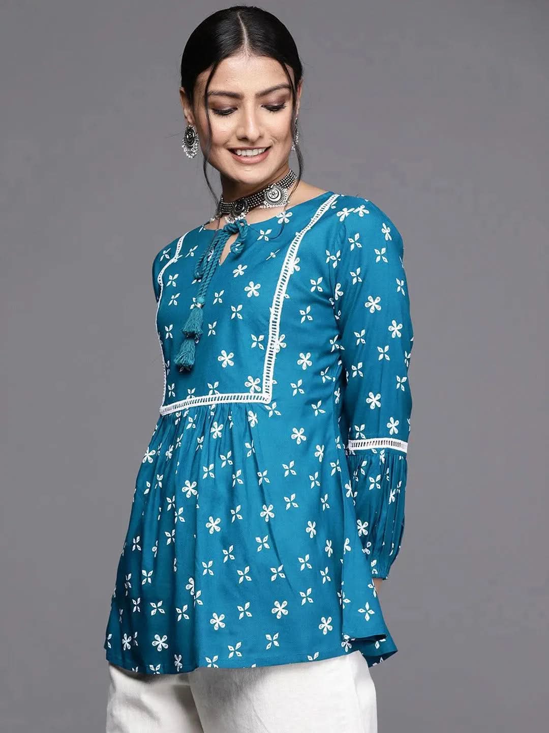 Buy Teal Printed Rayon Kurti - 23255O- | Libas Ethnic Wear Online
Buy Teal Printed Rayon Kurti - 23255O- | Libas Ethnic Wear Online