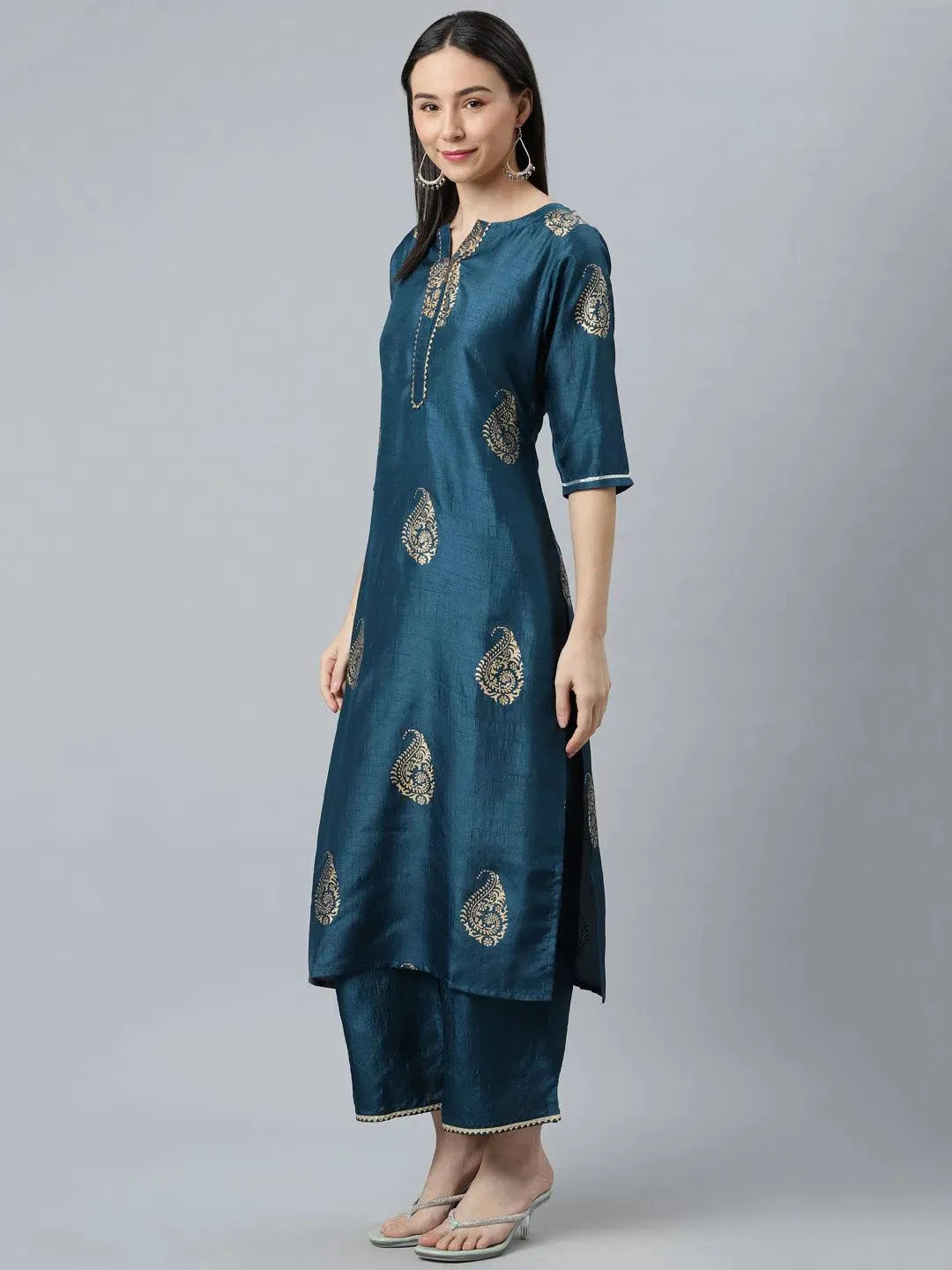 Buy Teal Printed Silk Blend Suit Set - 20177- | Libas Ethnic Wear Online
Buy Teal Printed Silk Blend Suit Set - 20177- | Libas Ethnic Wear Online